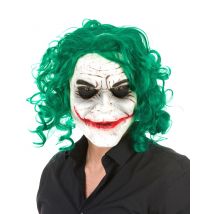 Masque Latex Arlequin Psychopathe Adulte Halloween - Thème: Les Plus Effrayants - Couleur: Vert - Taille: Taille Unique