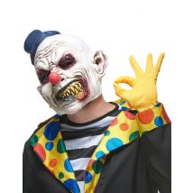 Masque Latex Clown Hideux Adulte - Thème: Les Plus Effrayants - Couleur: Blanc - Taille: Taille Unique