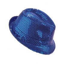 Chapeau Borsalino À Sequins Bleu Foncé Adulte - Thème: Carnaval - Couleur: Bleu - Taille: Taille Unique