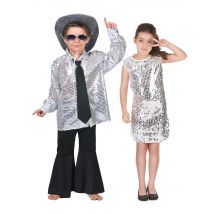 Déguisement De Couple Disco Argent Enfants - Thème: Couleurs - Couleur: Argenté / gris - Taille: Taille Unique