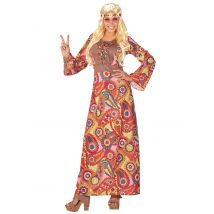 Déguisement Robe Longue Hippie Multicolore Femme - Thème: Hippies - Couleur: Coloré - Taille: L