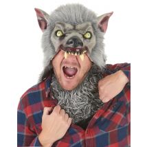 Masque En Latex Loup Garou Adulte - Thème: Animaux Et Petites Bêtes - Couleur: Argenté / gris - Taille: Taille Unique