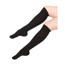 Chaussettes Longues Noires 53 Cm Adulte - Thème: Années 80 : Pop, Fluo - Couleur: Noir - Taille: Taille Unique