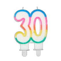 Bougie D'anniversaire Chiffre 30 - Blanc - Taille: Taille Unique