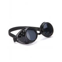 Lunettes Noires De Biker Plastique Adulte - Thème: Carnaval - Couleur: Noir - Taille: Taille Unique