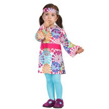 Déguisement hippie robe multicolore à pois bébé