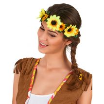 Couronne De Fleurs Tournesol Adulte - Thème: Hippies - Couleur: Jaune - Taille: Taille Unique
