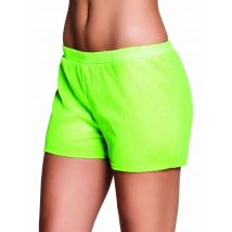 Shorty À Sequins Vert Fluo Femme - Thème: Disco - Couleur: Fluos - Taille: Taille Unique