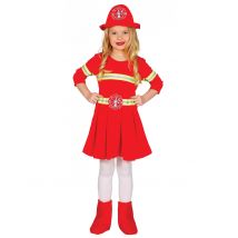 Déguisement Robe Pompier Fille - Thème: Uniforme - Couleur: Rouge - Taille: 3 à 4 ans