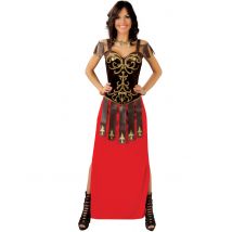 Déguisement Robe Longue Guerrière Femme - Thème: Antiquité - Couleur: Rouge - Taille: L (42-44)