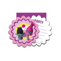 6 Cartes d'invitation + enveloppes Trolls