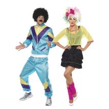 Déguisement De Couple Années 80 Adulte - Thème: Années 80 : Pop, Fluo - Couleur: Marron - Taille: Taille Unique