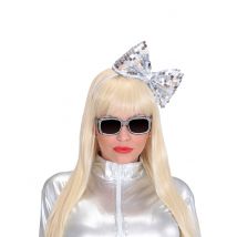 Serre-tête Noeud Argent À Sequins Adulte - Thème: Carnaval - Couleur: Argenté / gris - Taille: Taille Unique