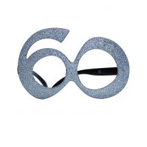 Lunettes Âge À Paillettes 60 Ans - Thème: Strass Et Paillettes - Couleur: Argenté / gris - Taille: Taille Unique