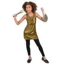 Déguisement Disco Paillettes Or Fille - Thème: Disco - Couleur: Doré - Taille: 5 - 6 ans (S)