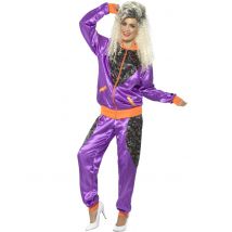 Déguisement Jogging Rétro Violet Femme - Thème: Années 80 : Pop, Fluo - Couleur: Coloré - Taille: S