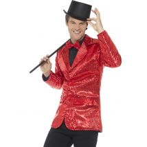 Veste Disco Rouge À Sequins Luxe Homme - Thème: Années 60'/70' - Couleur: Rouge - Taille: M