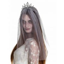Diadème Avec Voile Mariée Femme - Thème: Magie Et Horreur - Couleur: Argenté / gris - Taille: Taille Unique