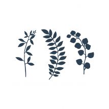 9 Décorations De Table Feuilles Bleu Marine 16 Cm - Noir - Taille: Taille Unique