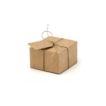 10 Boites En Carton Carrés Avec Étiquettes 6 Cm - Marron - Taille: Taille Unique