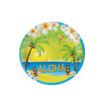 8 Assiettes En Carton Aloha 23 Cm - Thème: Fête À La Plage - Couleur: Coloré - Taille: Taille Unique