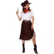 Déguisement Cowgirl Blanc Et Marron Femme - Thème: Western - Couleur: Marron - Taille: XL