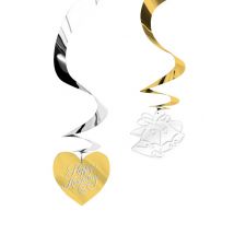 5 Suspensions Anniversaire De Mariage Or Et Argent - Doré - Taille: Taille Unique