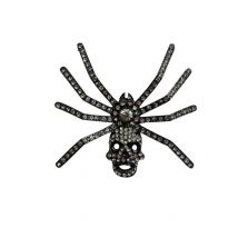 Broche Gothique Araignée Crâne 8 Cm - Thème: Citrouilles Et Araignées - Couleur: Noir - Taille: Taille Unique