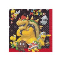 20 Serviettes En Papier Super Mario 33 X 33 Cm - Thème: Super Mario - Couleur: Coloré - Taille: Taille Unique