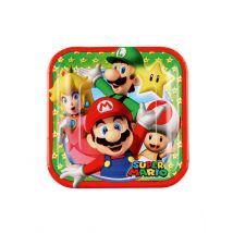 8 Petites Assiettes En Carton Super Mario 18 Cm - Thème: Super Mario - Couleur: Coloré - Taille: Taille Unique