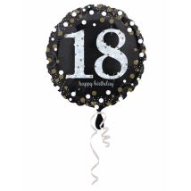 Ballon Aluminium Happy Birthday Holographique 18 Ans - Noir - Taille: Taille Unique