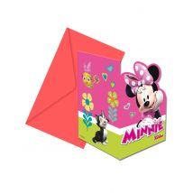 6 Invitations + enveloppes Minnie Happy