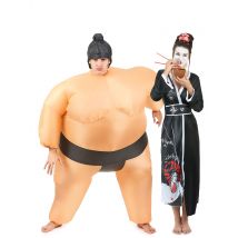 Déguisement De Couple Sumo Et Geisha - Thème: Humour - Couleur: Coloré - Taille: Taille Unique