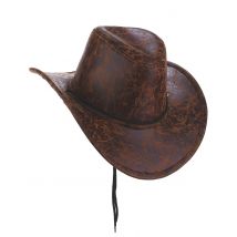 Chapeau De Cowboy Marron Imitation Cuir Adulte - Thème: Western - Couleur: Marron - Taille: Taille Unique
