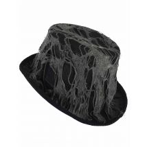 Chapeau Haut De Forme Noir Toile D'araignée Adulte - Thème: Chapeaux Femme Halloween - Couleur: Noir - Taille: Taille Unique