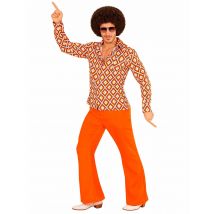 Chemise Groovy Rétro Années 70 Homme - Thème: Années 60'/70' - Couleur: Orange - Taille: S / M