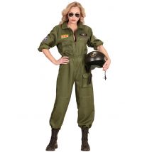Déguisement Pilote De Combat Femme - Thème: Uniforme - Couleur: Vert - Taille: S