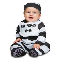 Déguisement Prisonnier Rayé Bébé - Thème: Black And White - Couleur: Noir - Taille: 1 à 2 ans