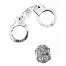 Kit Policier Badge Et Menottes Adulte Et Enfant - Thème: Humour - Couleur: Argenté / gris - Taille: Taille Unique