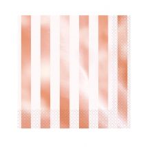 16 Serviettes En Papier Rayures Rose Gold 33 X 33 Cm - Rose - Taille: Taille Unique
