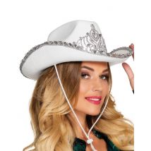 Chapeau Princesse Cowboy Blanc Femme - Thème: Carnaval - Couleur: Blanc - Taille: Taille Unique