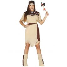 Déguisement Indienne Des Rêves Beige Femme - Thème: Western - Couleur: Coloré - Taille: M (38-40)