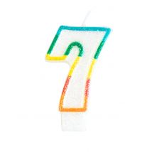 Bougie D'anniversaire Chiffre 7 7,5 Cm - Thème: Anniversaire - Couleur: Coloré - Taille: Taille Unique
