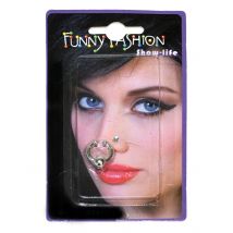 2 Faux Piercings Pour Nez Adulte - Thème: Années 80 : Pop, Fluo - Couleur: Argenté / gris - Taille: Taille Unique