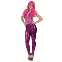 Legging Sirène Rose Femme - Thème: Carnaval - Couleur: Rose - Taille: Taille Unique