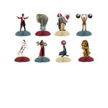 8 Minis Centres De Table Thème Cirque Vintage 12,7 Cm - Thème: Clowns, Cirque - Couleur: Coloré - Taille: Taille Unique