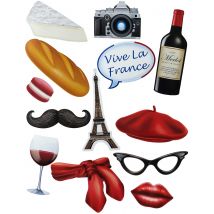Kit Photobooth Thème Français 13 Accessoires - Thème: Anniversaire - Couleur: Coloré - Taille: Taille Unique