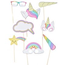 Kit Photobooth Bébé Licorne 8 Accessoires - Thème: Animaux Et Petites Bêtes - Couleur: Coloré - Taille: Taille Unique