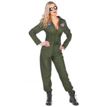 Déguisement Pilote D'avion Femme - Thème: Personnages - Couleur: Vert - Taille: XS