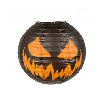 Lanterne En Papier Citrouille Terrifiante 25 Cm - Thème: Citrouilles Et Araignées - Couleur: Noir - Taille: Taille Unique